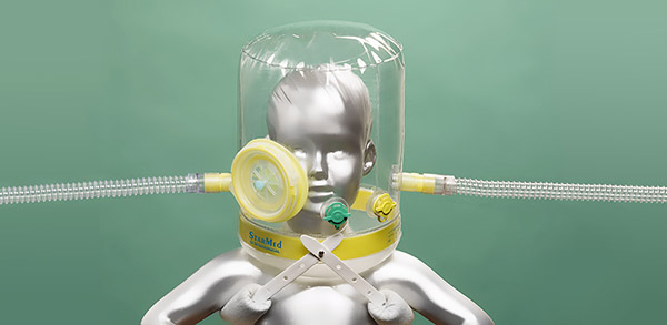 Heaume CaStar Ped pour VNI, raccord 22M/22M pour patient de plus de 15kg (approximativement)