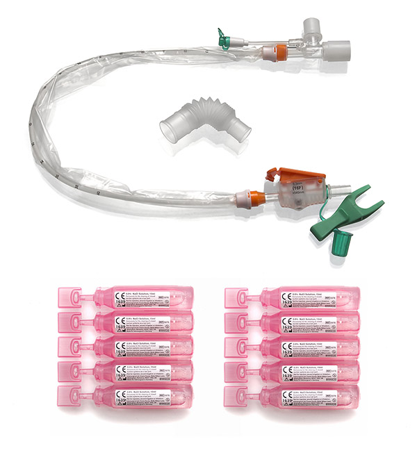 Système clos d’aspiration endotrachéale TrachSeal adulte avec ampoule NaCl, 24 heures, F16