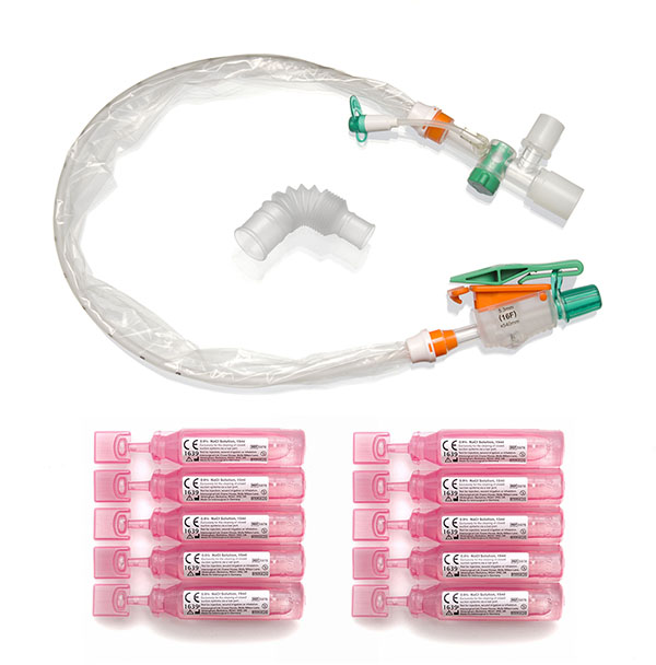 Système clos d’aspiration endotrachéale TrachSeal adulte avec ampoule NaCl, 72 heures, F16