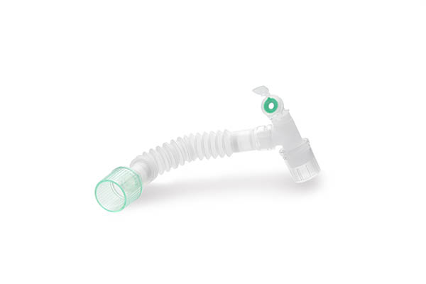 Catheter Mount Superset 22F - raccord patient coudé à rotule 22M/15F et double Flip Top Cap, ≥70-150mm