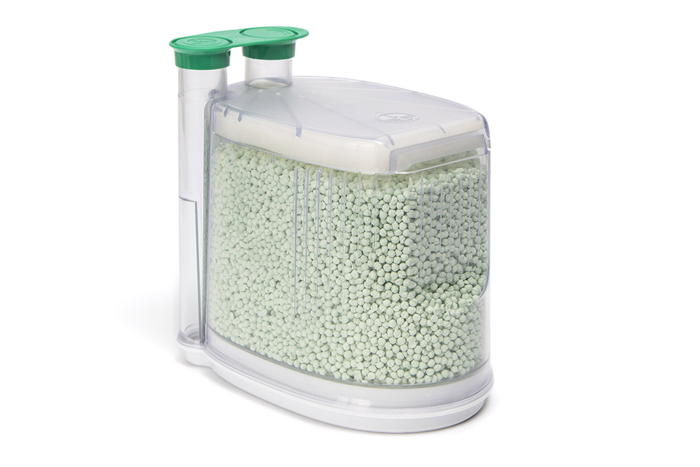 AbCan™, absorbeur de CO₂ jetable avec LoFloSorb™, couleur virant du vert au violet, 1.1L. A utiliser avec les respirateurs d'anesthésie Getinge® (anciennement Maquet®), Flow-i™ C20, C30, C40, Flow-C™ et Flow-E™