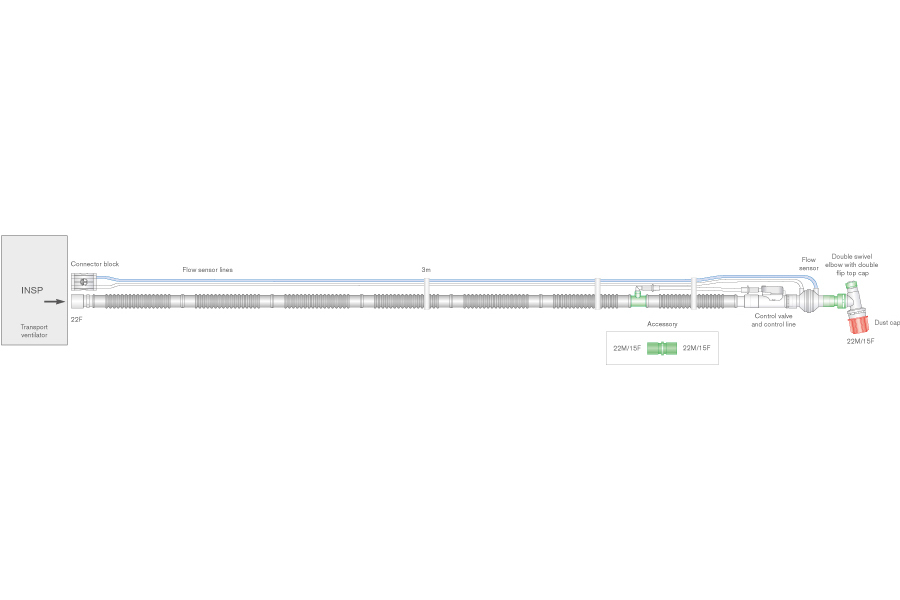 Circuit de transport 22mm annelé pour Oxylog® 2000 plus, 3000, 3000 plus, 3m