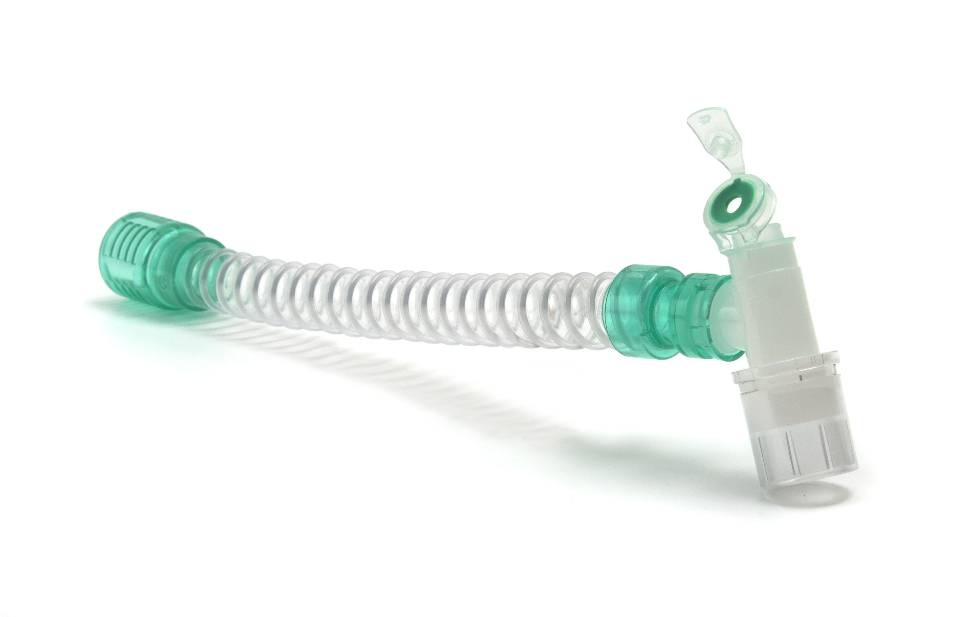 Catheter Mount intérieur lisse, 22F, avec raccord coudé double rotule 22M/15F et double flip top cap, ≥250mm