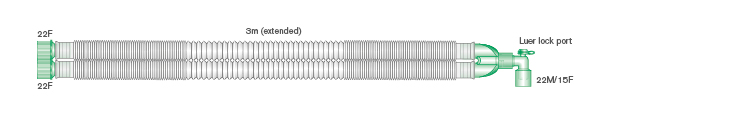 Circuit respiratoire extensible Compact™ 22mm avec raccord coudé luer, ≥ 3.0m
